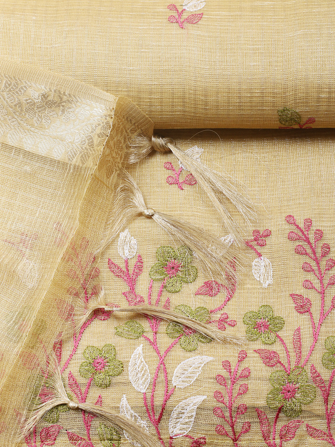 Embroidered Tissue Unstitched Suit With Pant &amp; Dupatta