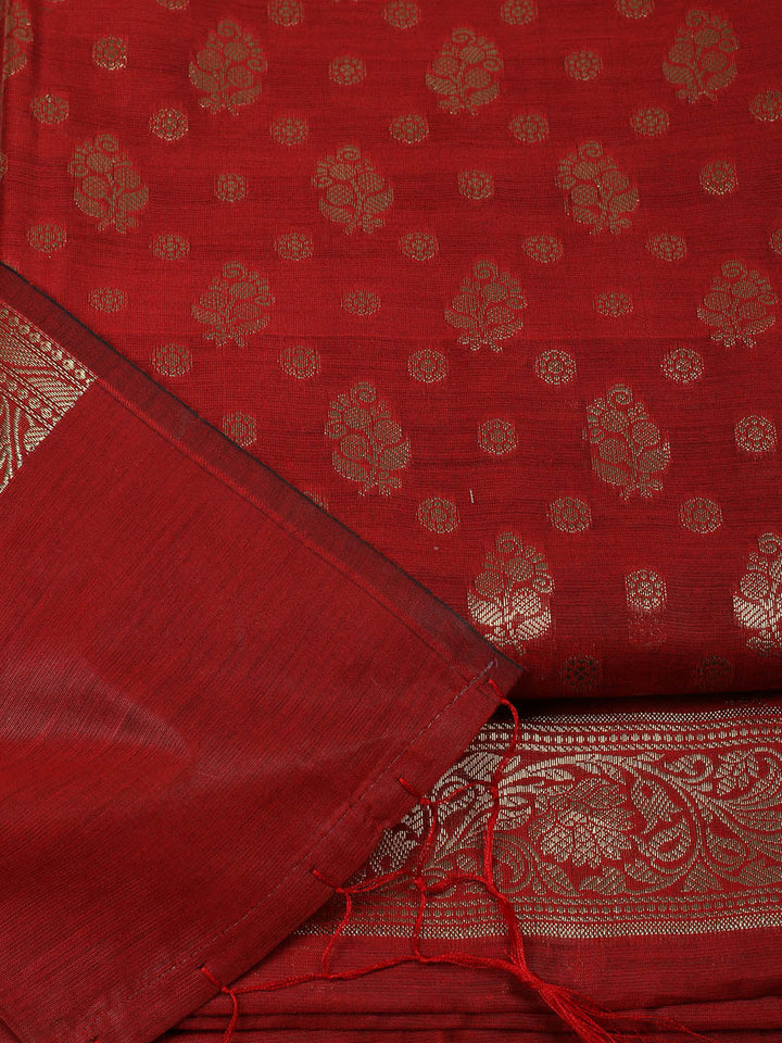 Woven Design Chanderi Unstitched Suit With Pant &amp; Dupatta