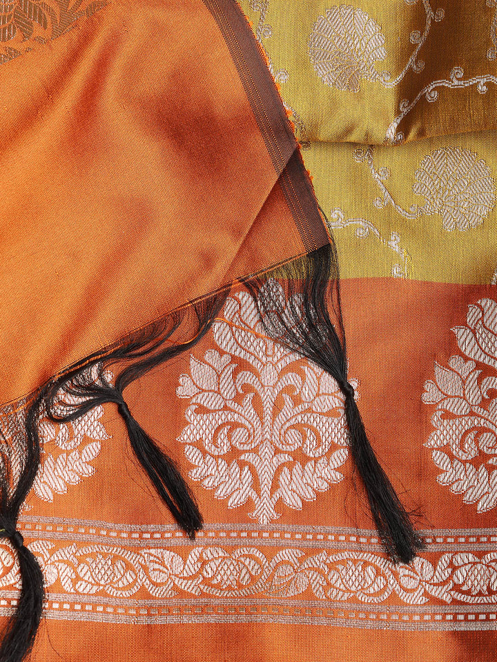 Woven Banarasi Chanderi Unstitched Suit With Dupatta