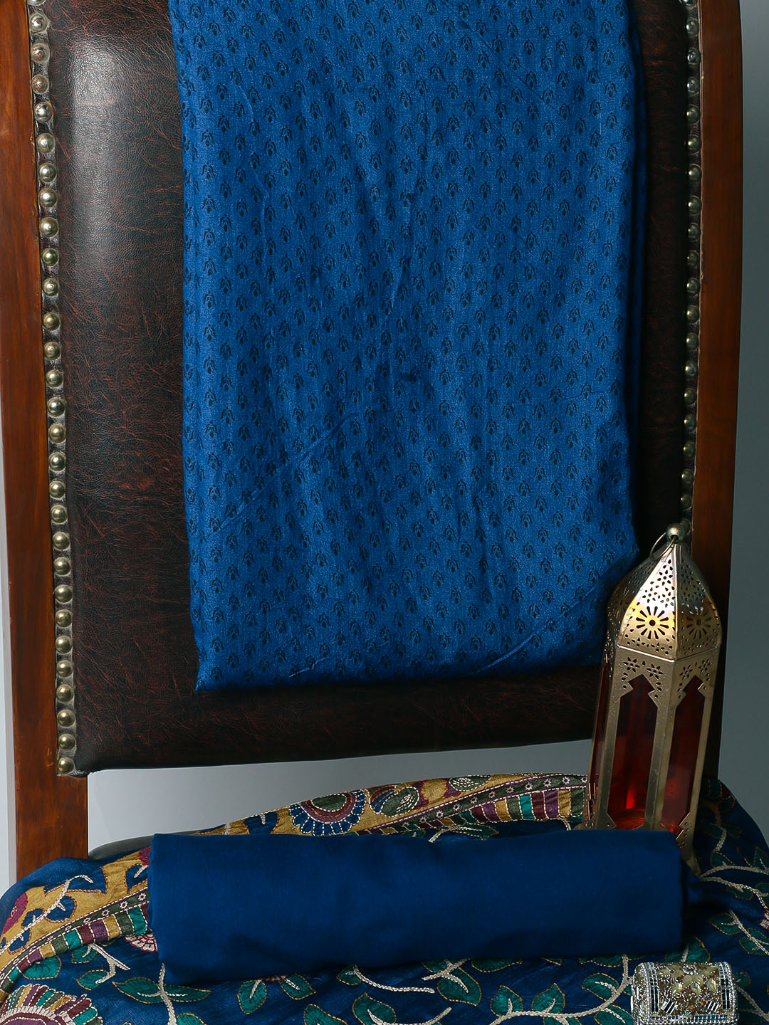 Printed Tussar Unstitched Kurta With Pant &amp; Dupatta