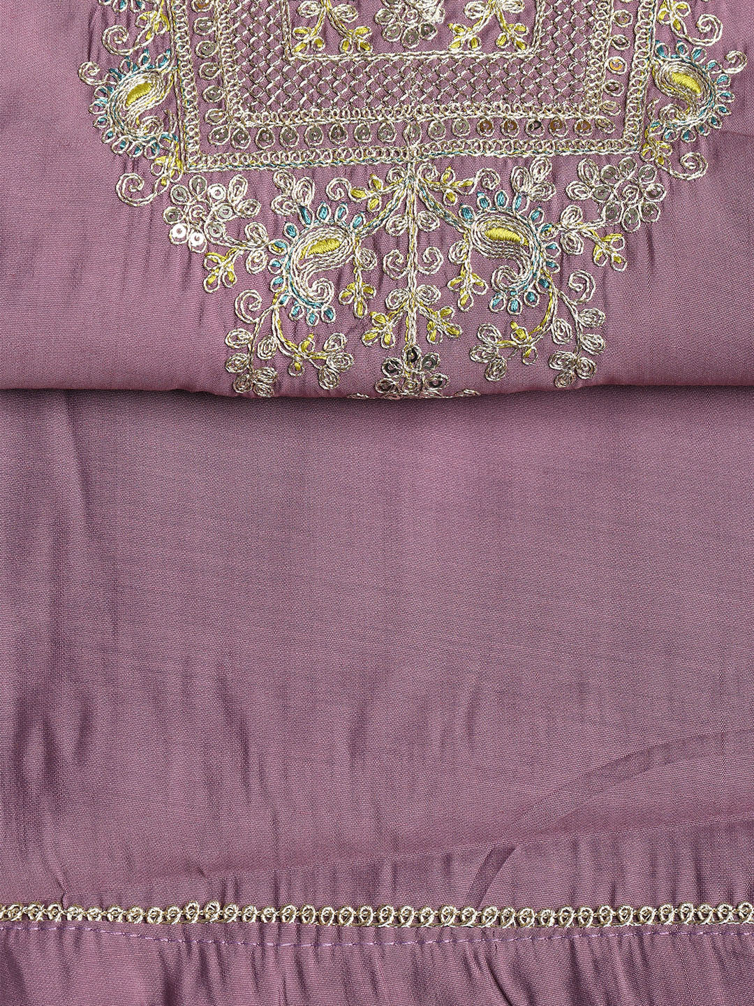 Neck Embroidered Cotton Blend Unstitched Suit With Dupatta