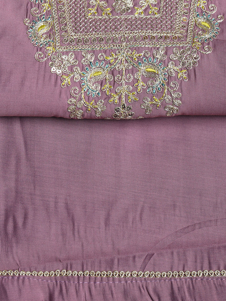 Neck Embroidered Cotton Blend Unstitched Suit With Dupatta