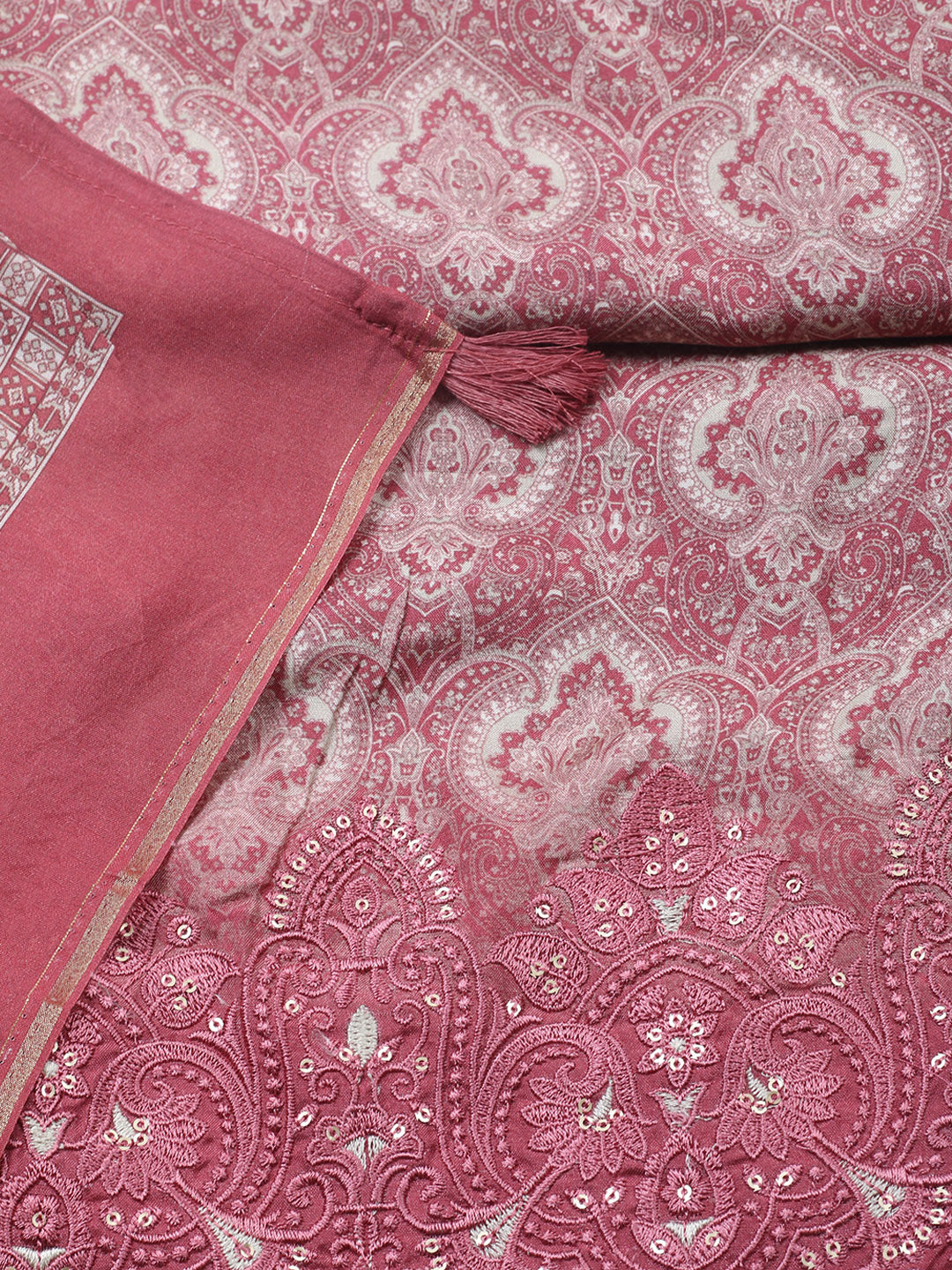 Embroidered Muslin Unstitched Suit With Pant &amp; Dupatta