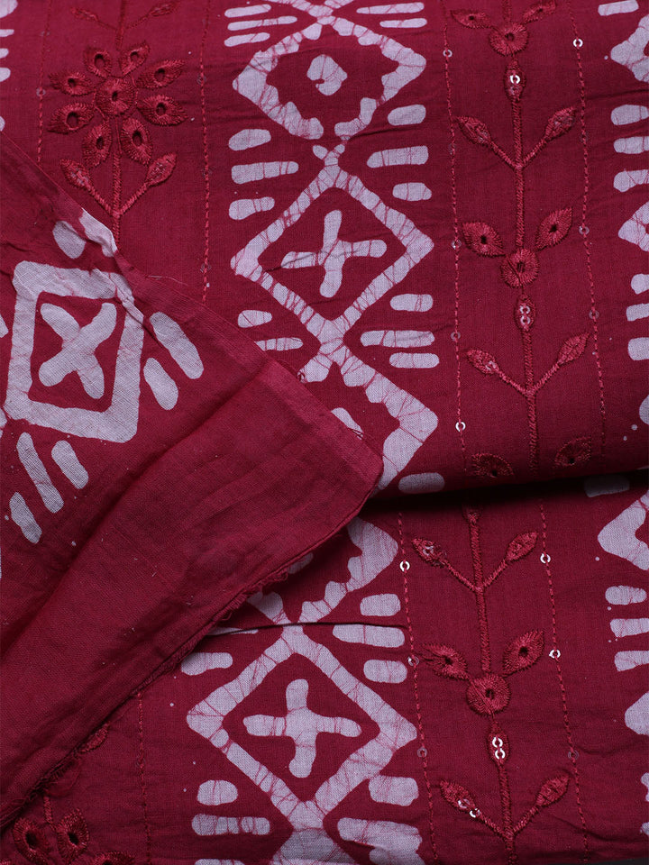 Printed Cotton Blend Unstitched Kurta With Pant &amp; Dupatta