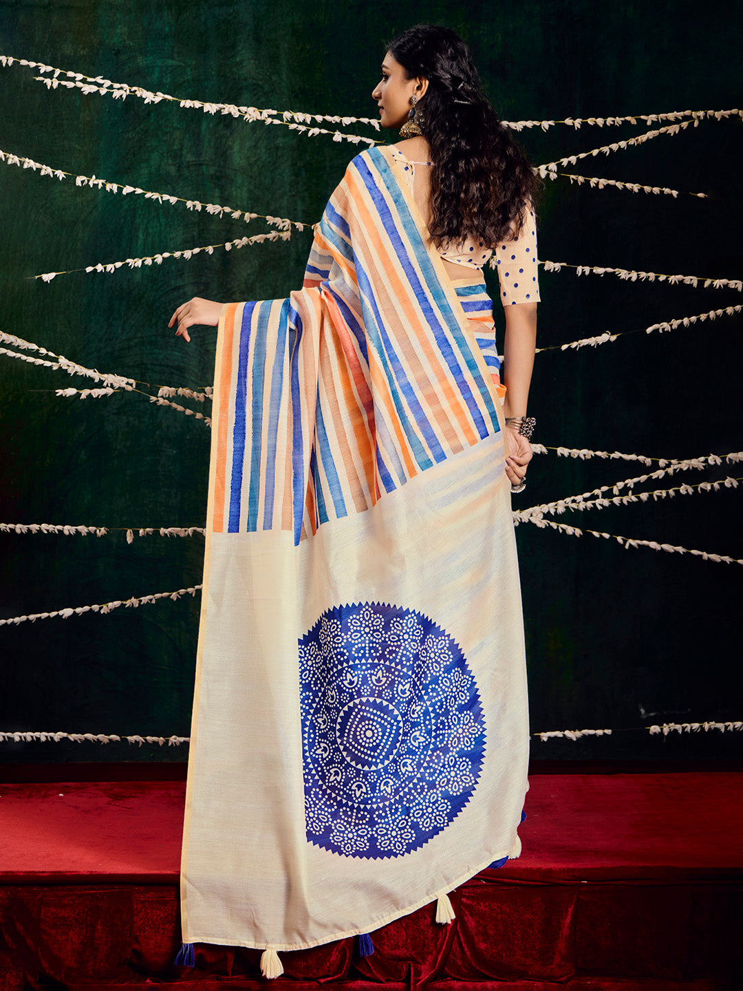 Check Printed Chanderi Saree