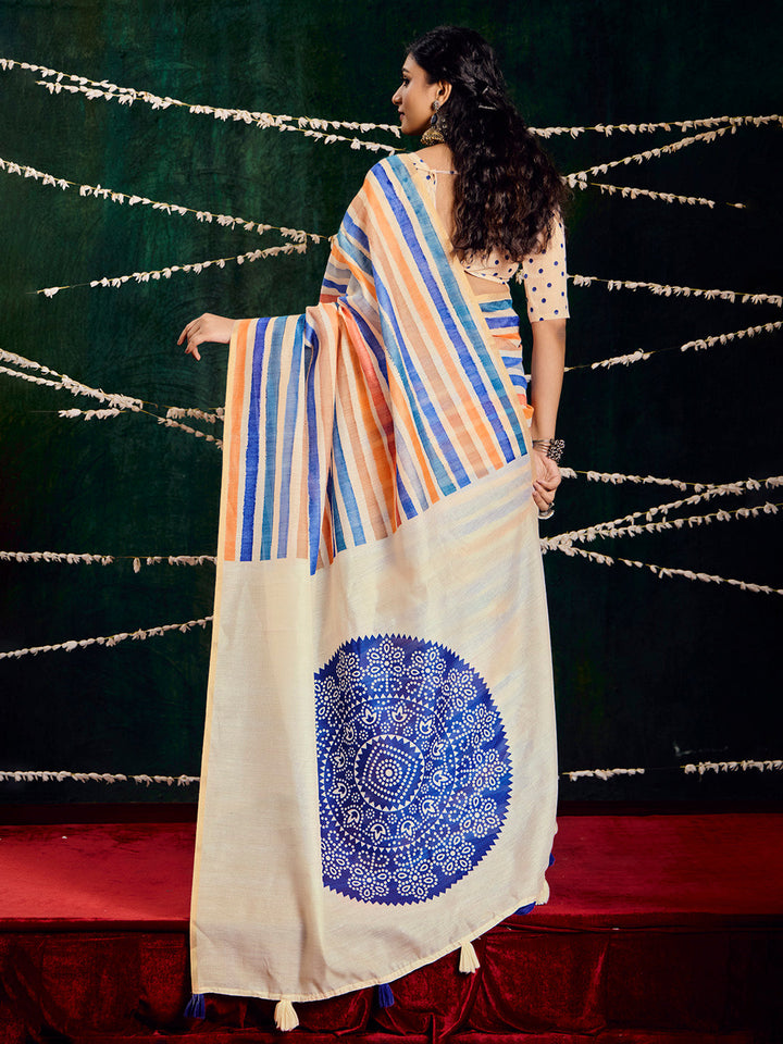 Check Printed Chanderi Saree