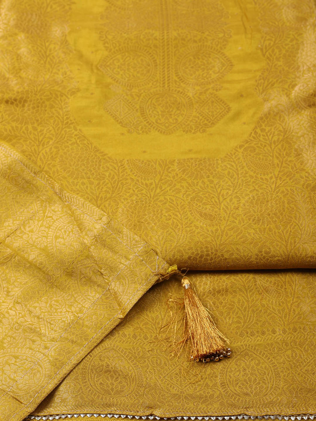 Woven Design Chanderi Unstitched Suit With Pant &amp; Dupatta
