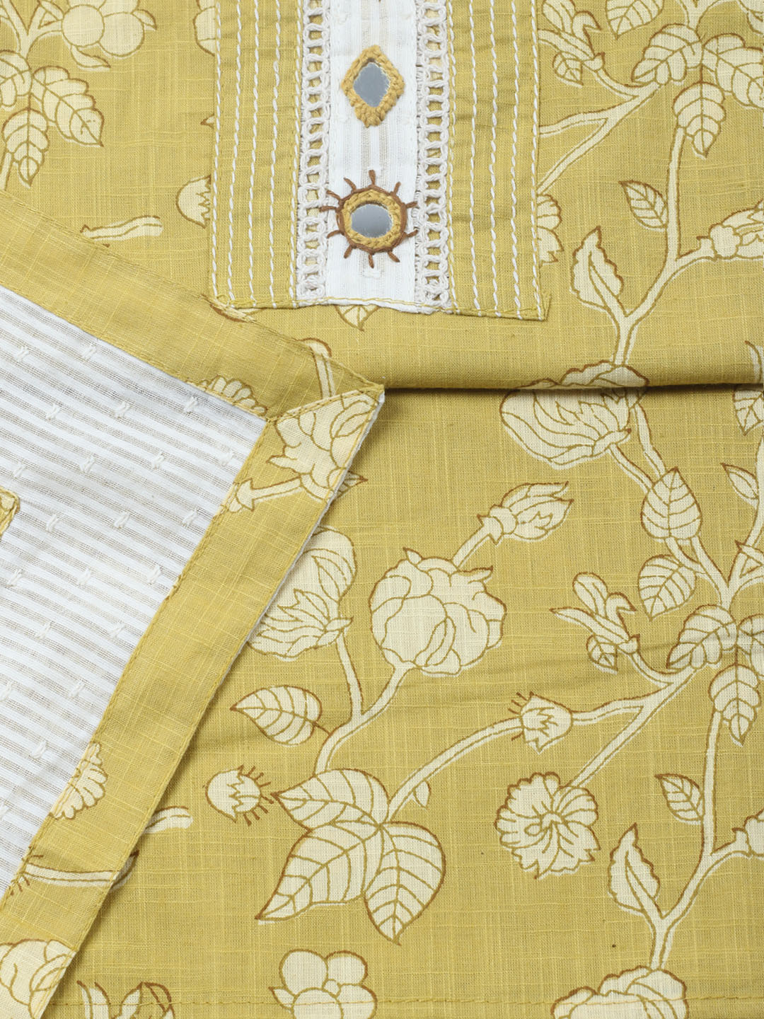 Embroidered Cotton Blend Unstitched Suit With Pant &amp; Dupatta
