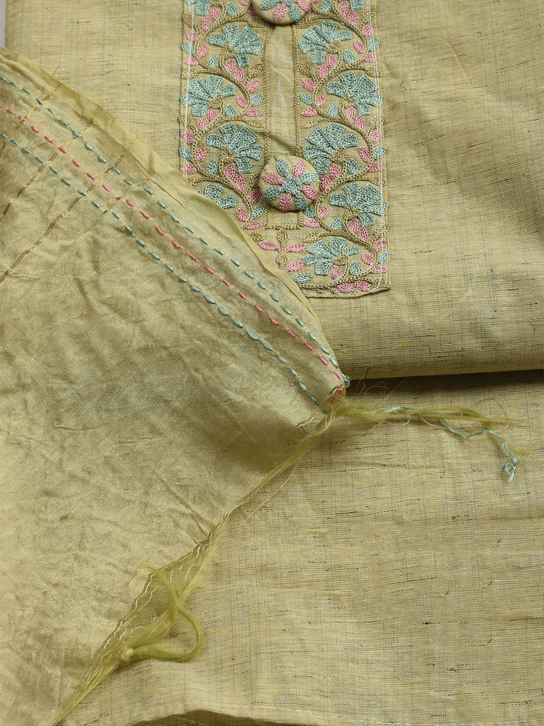 Embroidered Cotton Unstitched Suit With Dupatta