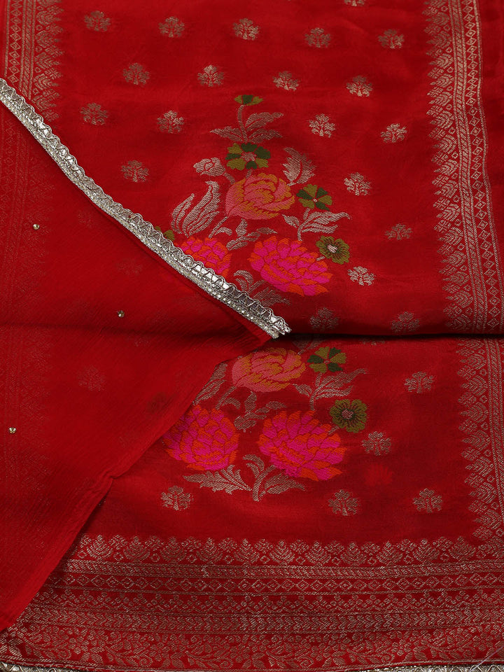 Woven Chanderi Unstitched Suit Piece With Dupatta