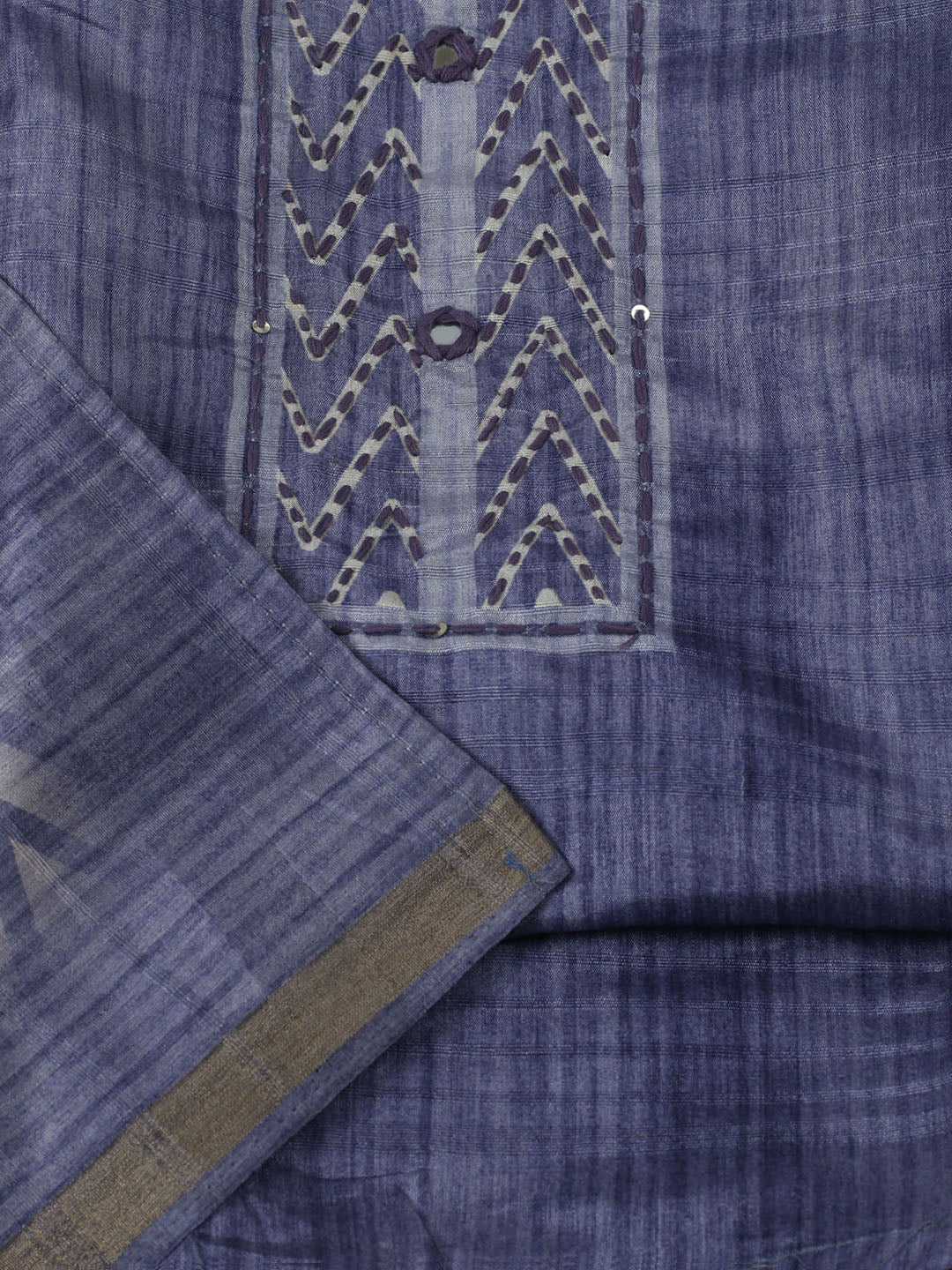 Embroidered Chanderi Unstitched Kurta With Pant &amp; Dupatta