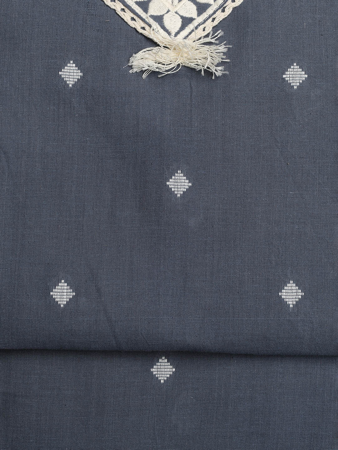 Neck Embroidered Cotton Blend Unstitched Suit With Dupatta
