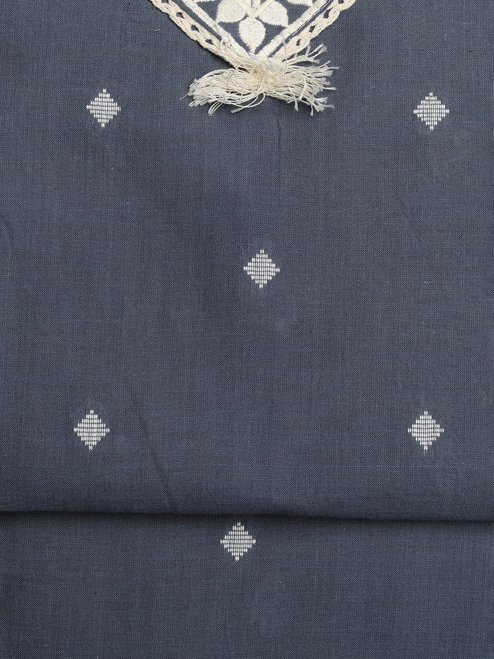 Neck Embroidered Cotton Blend Unstitched Suit With Dupatta