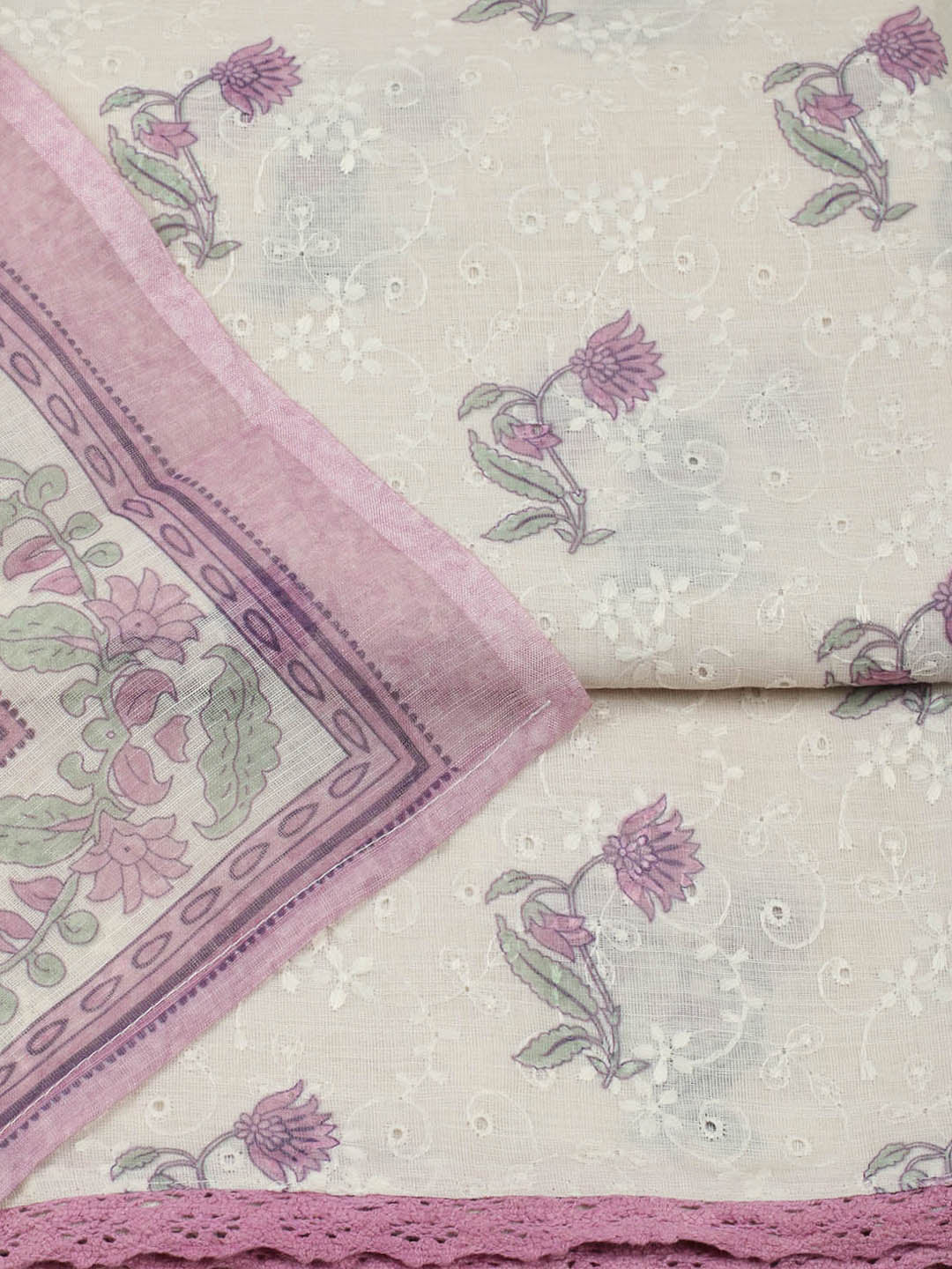 Embroidered Cotton Blend Unstitched Suit With Pant &amp; Dupatta