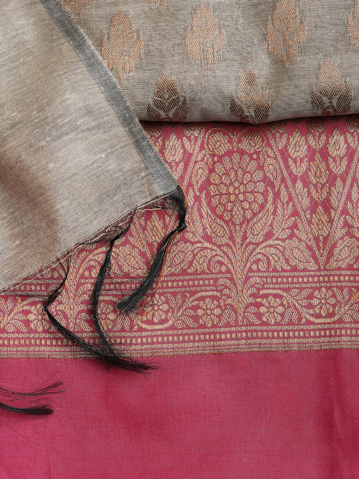 Woven Chanderi Unstitched Suit With Dupatta