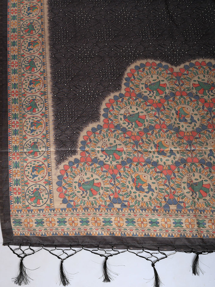 Printed Tussar Silk Saree