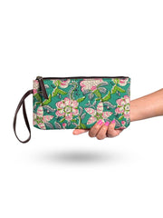 Floral Printed Cotton Handbag With Clutch