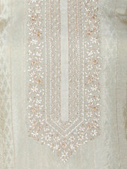 Neck Embroidery & Woven Tissue Unstitched Suit Piece With Dupatta