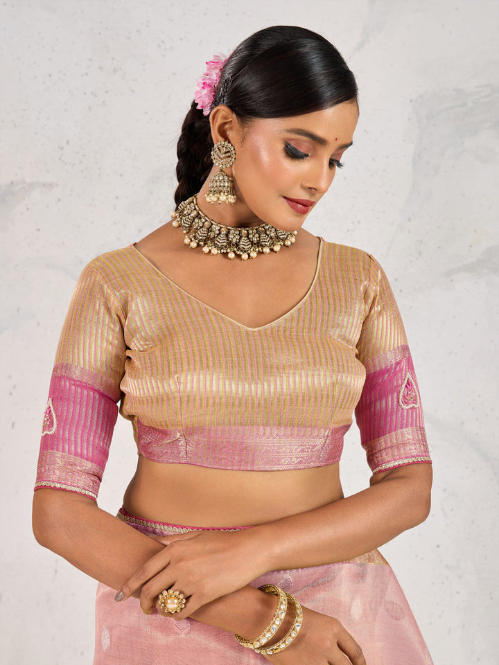 Embroidered Tissue Linen Saree