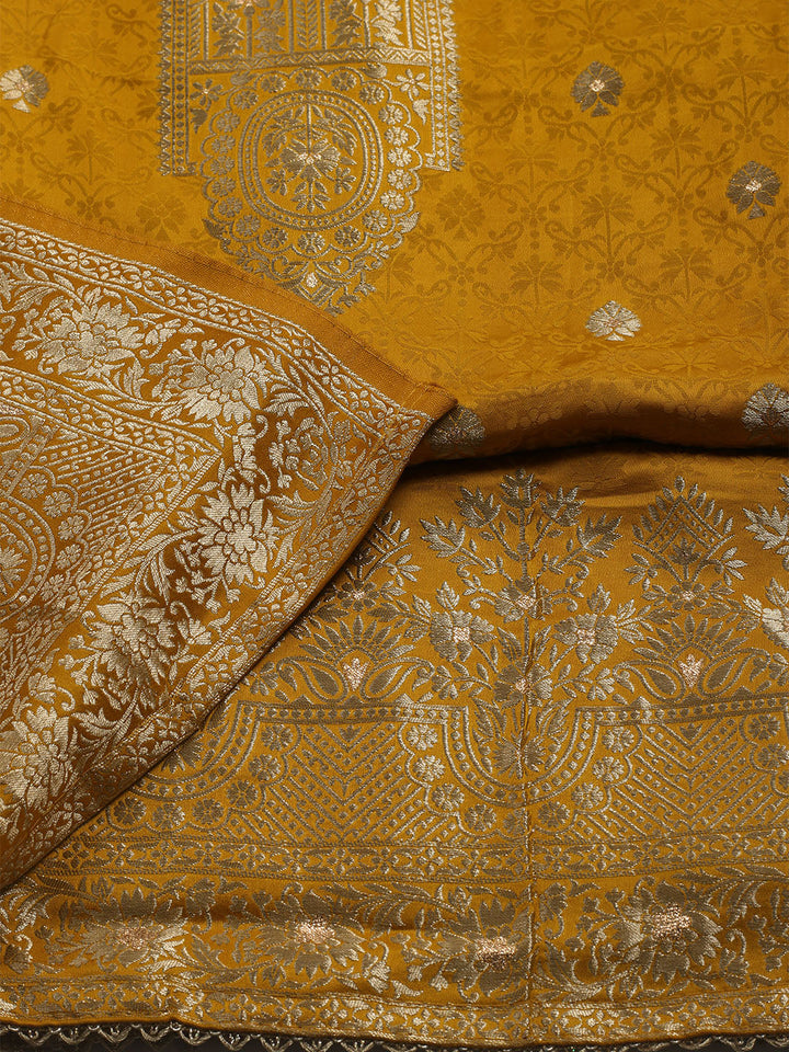 Woven Design Chanderi Unstitched Suit With Dupatta