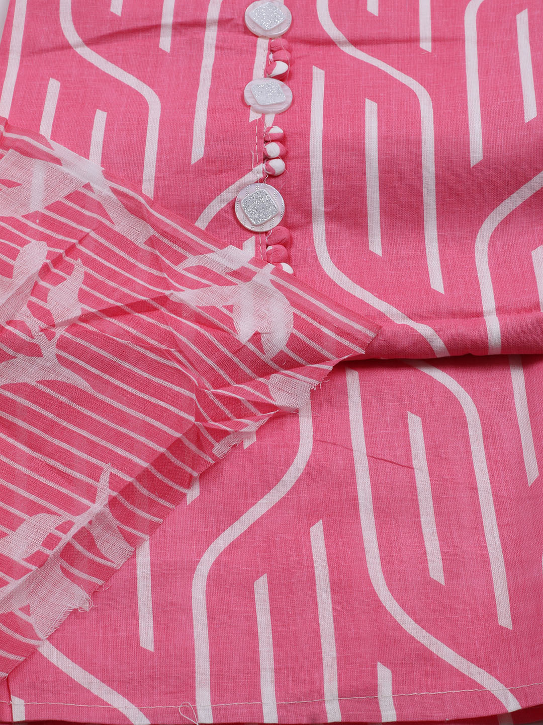 Printed Cotton Blend Unstitched Suit With Dupatta