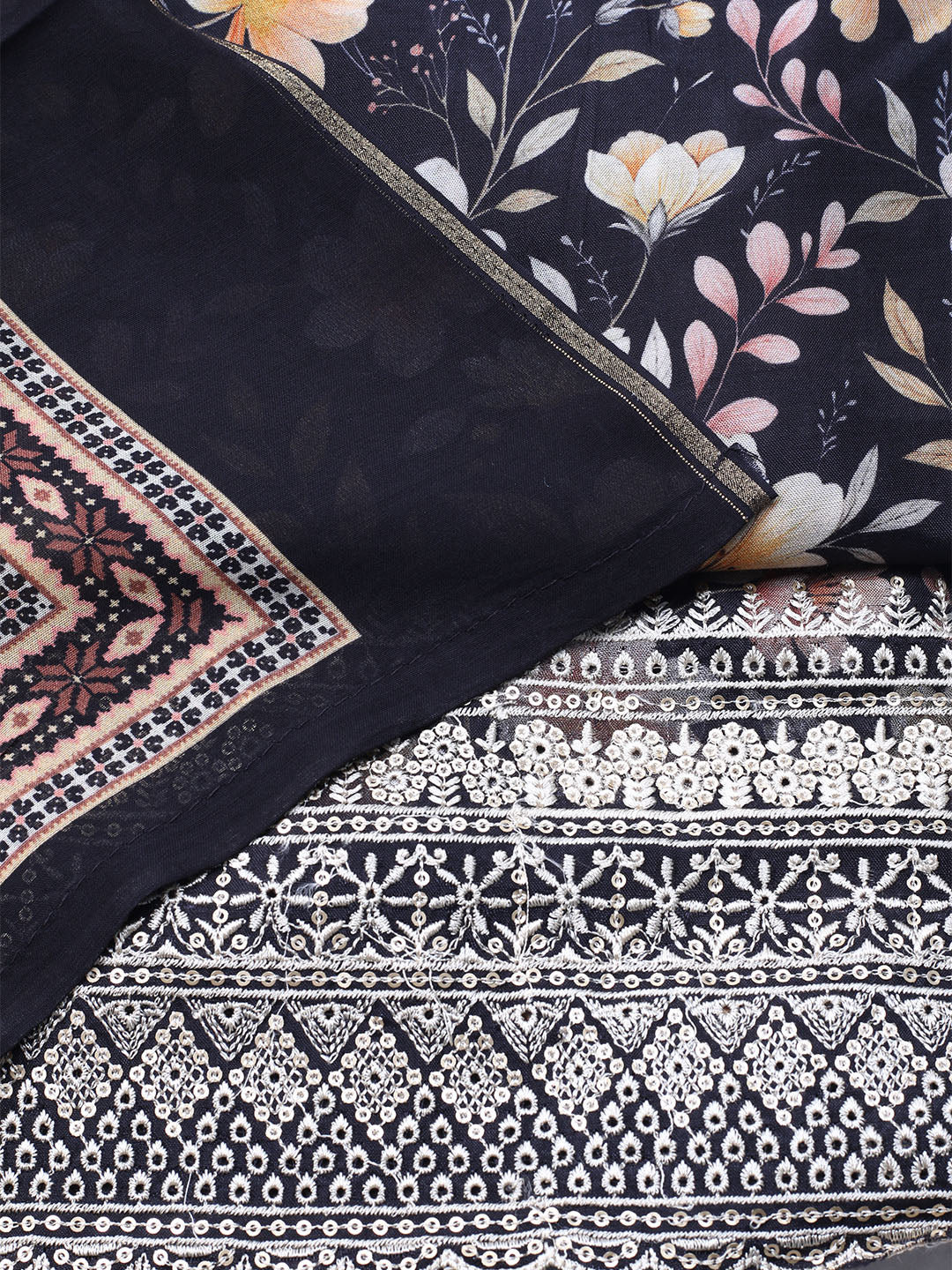Printed Muslin Unstitched Suit With Dupatta