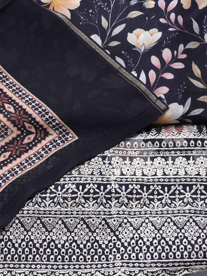 Printed Muslin Unstitched Suit With Dupatta