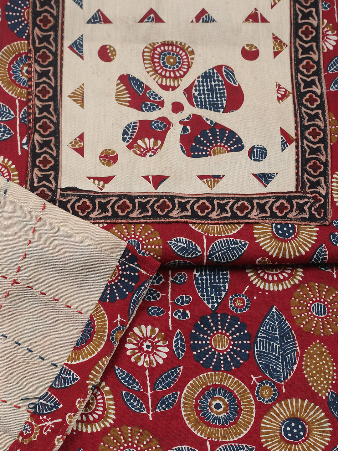 Embroidered, Cotton Blend Unstitched Suit With Pant &amp; Dupatta