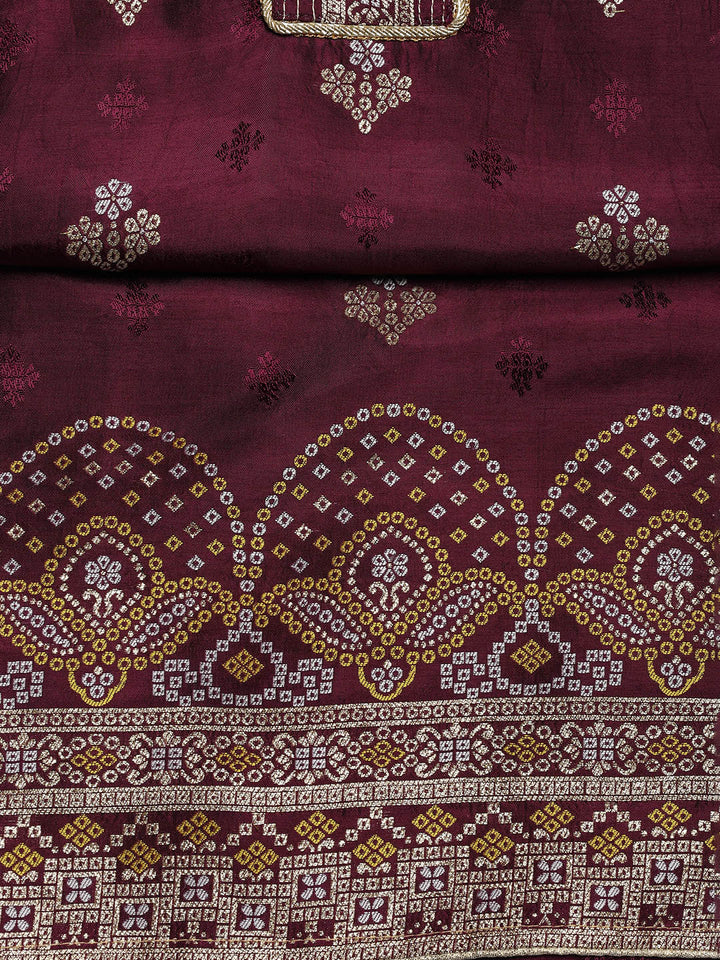 Embroidered Chanderi Unstitched Suit With Dupatta