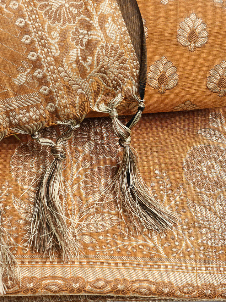 Woven Banarasi Chanderi Unstitched Suit With Dupatta