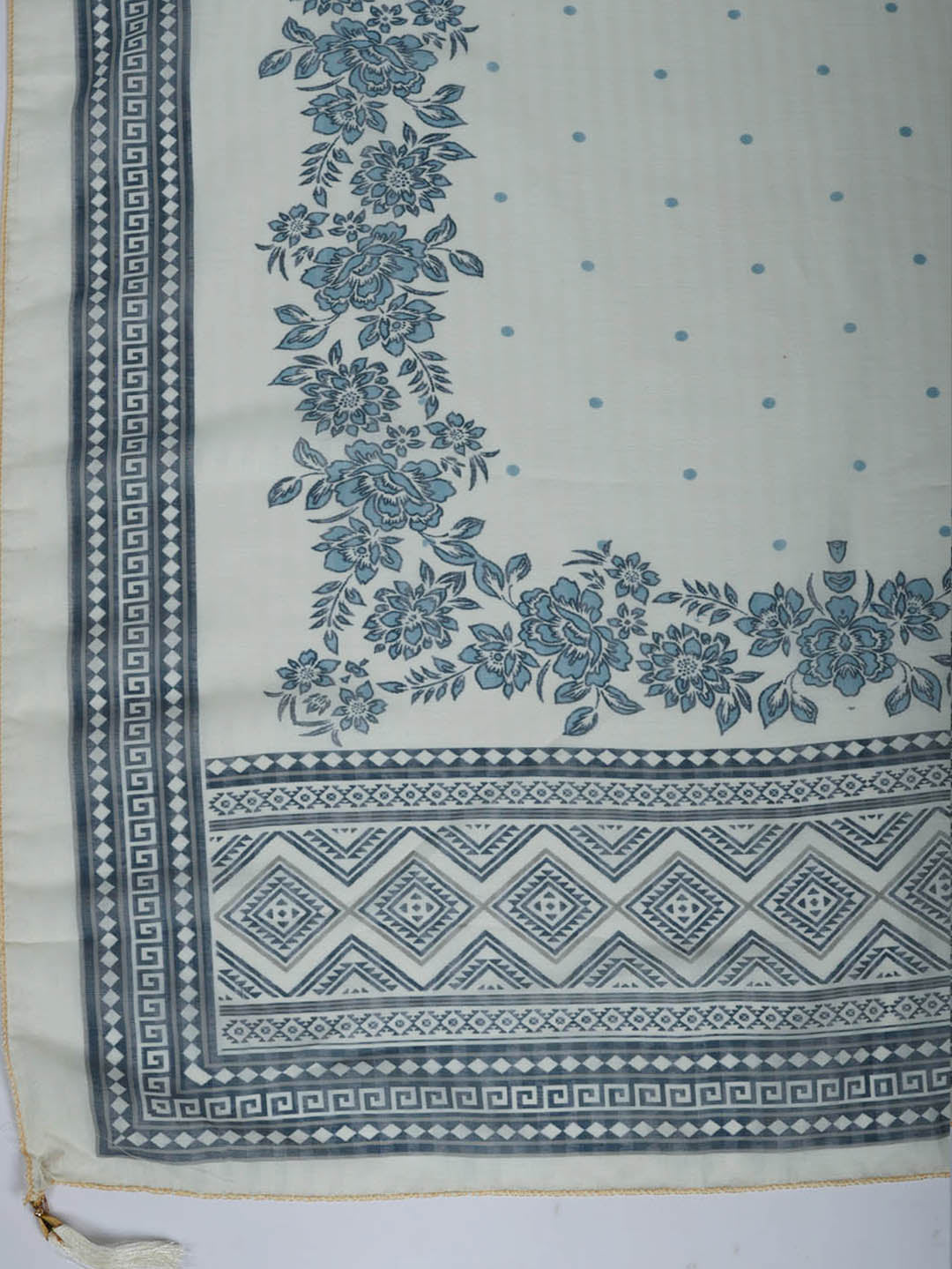 Printed Cotton Blend Suit With Pant &amp; Dupatta