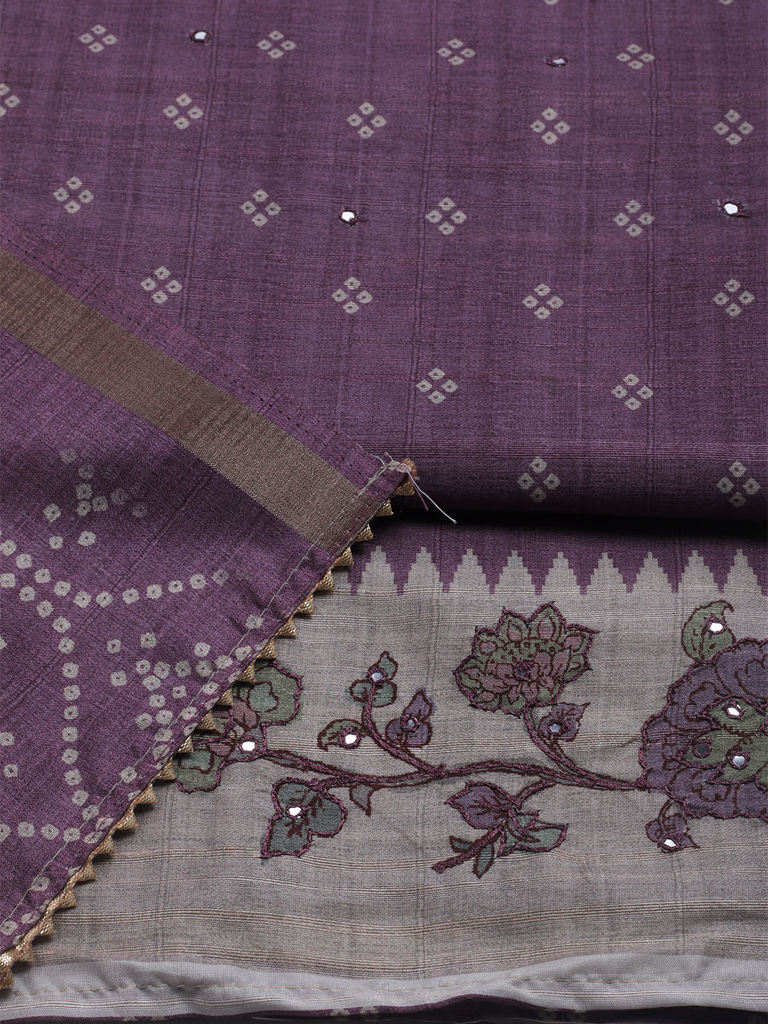 Embroidered Tussar Unstitched Suit With Dupatta