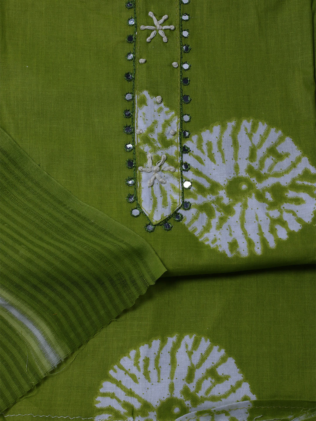 Printed Cotton Blend Unstitched Suit With Dupatta