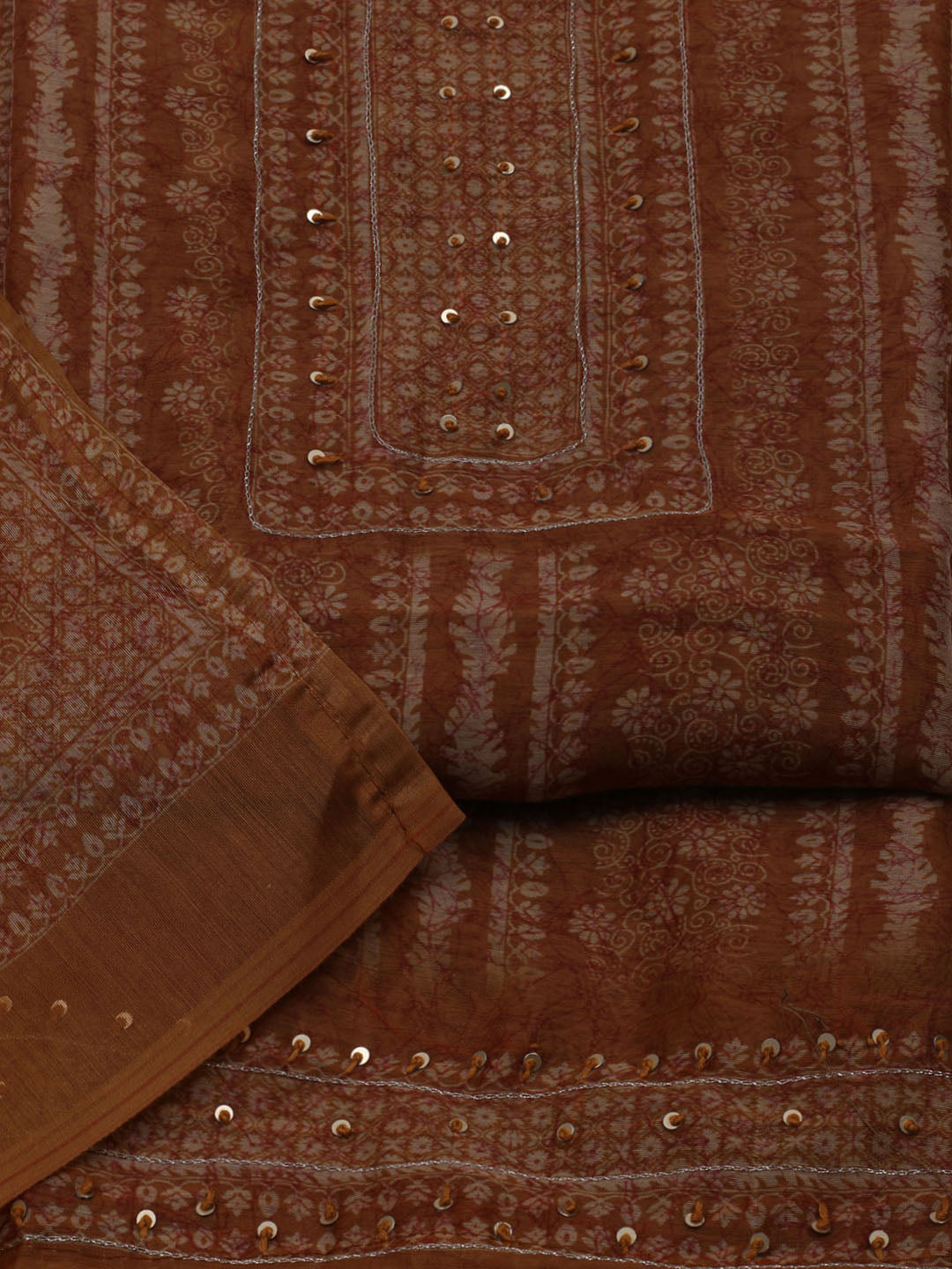 Printed Chanderi Unstitched Suit With Dupatta