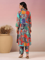 Floral Printed Muslin Kurta With Pants