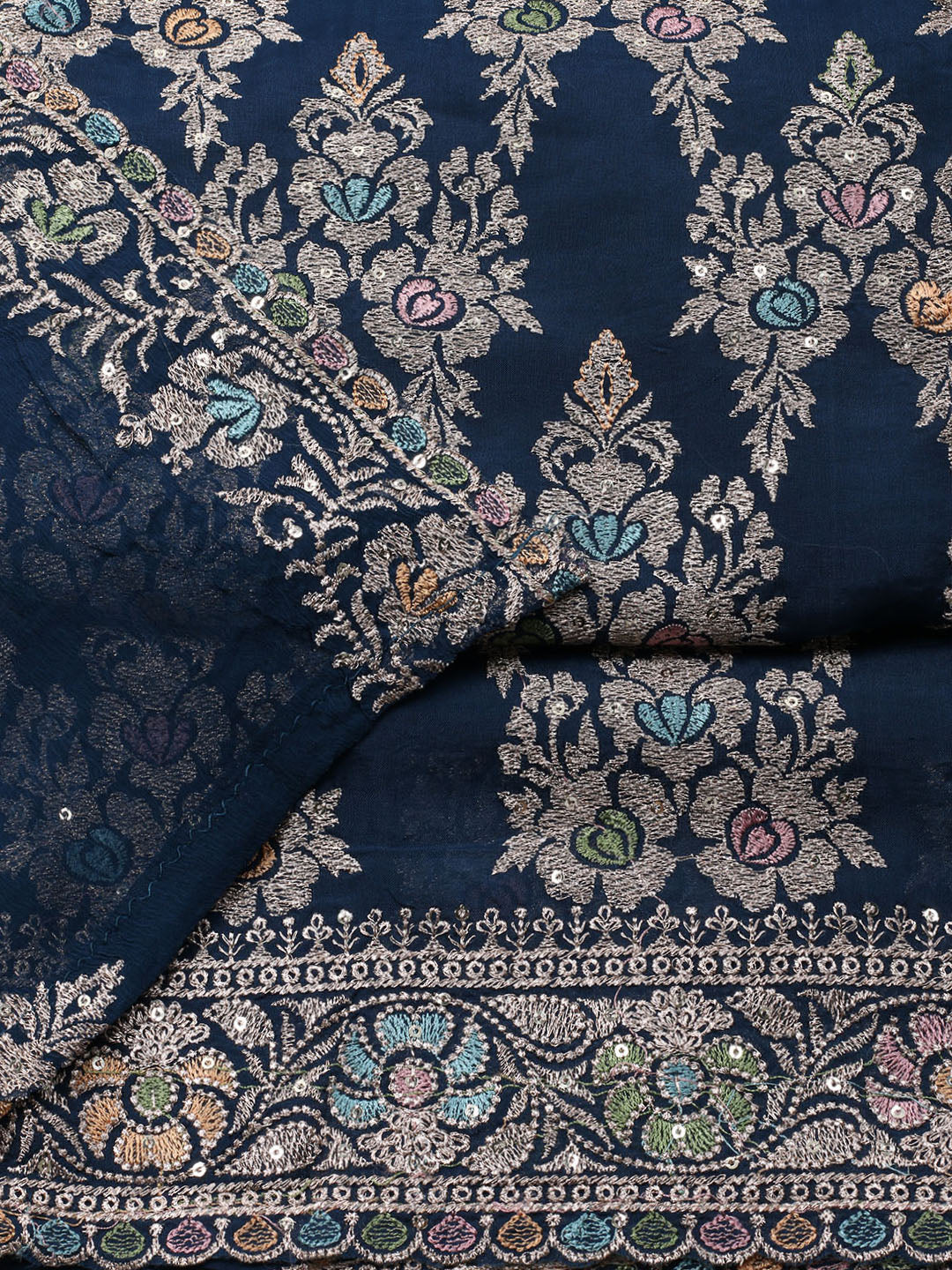 Embroirdred Oraganza Unstitched Suit With Dupatta