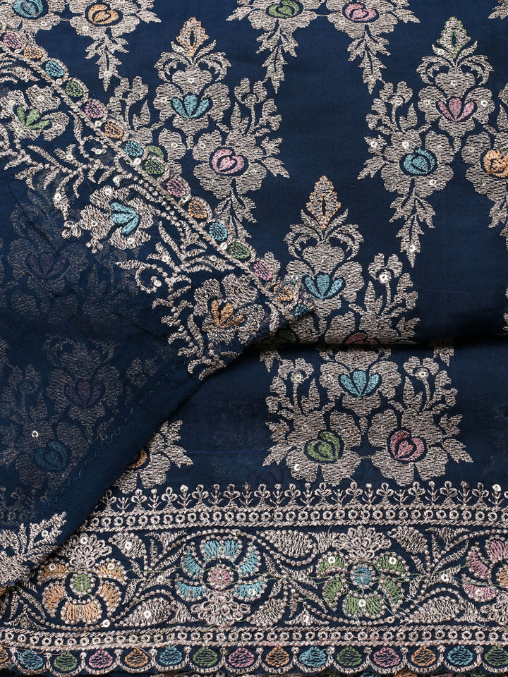 Embroirdred Organza Unstitched Suit With Dupatta