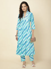 Printed Cotton Kurta With Pants