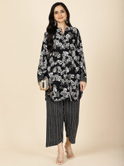 Floral Printed Cotton Kurti With Pants