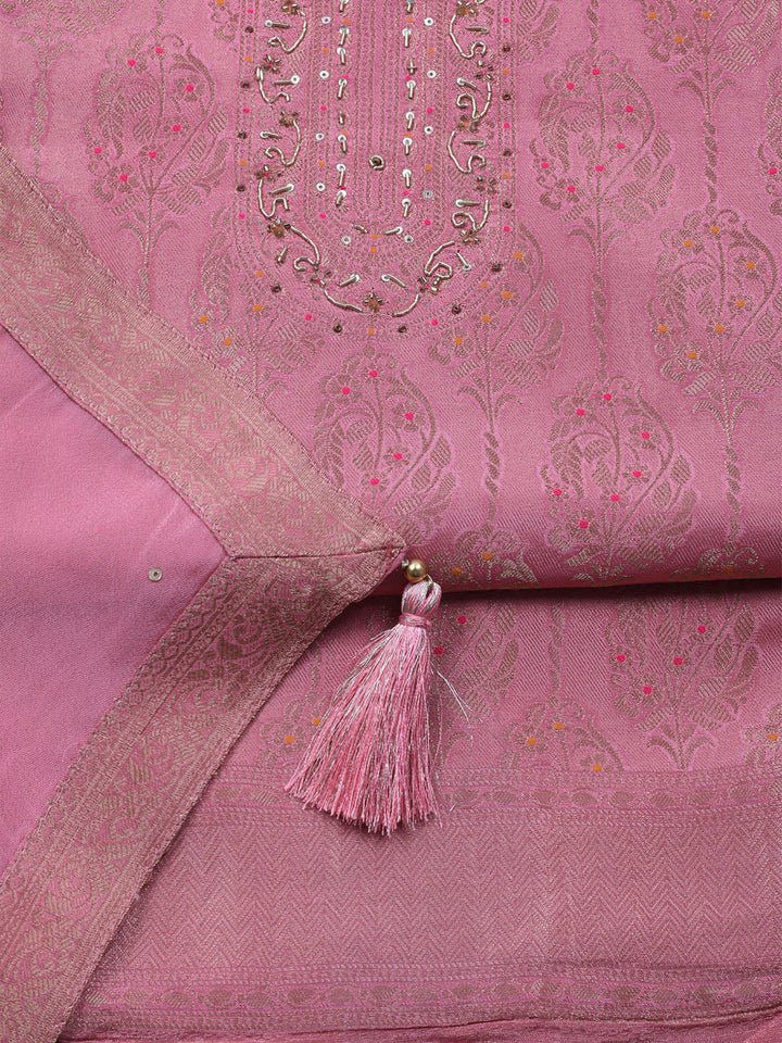 Brocade Chanderi Unstitched Suit With Dupatta