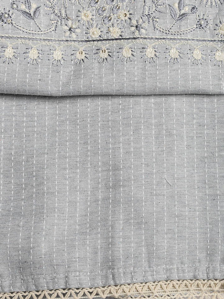 Embroidered Cotton Blend Unstitched Suit With Dupatta