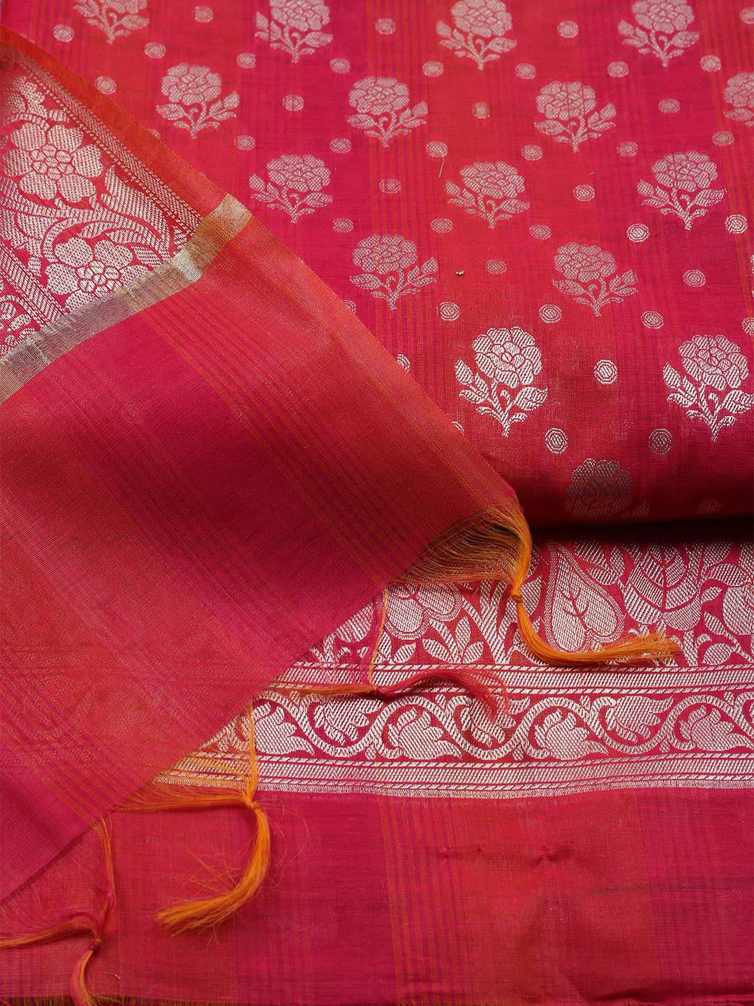 Woven Chanderi Unstitched Suit With Dupatta