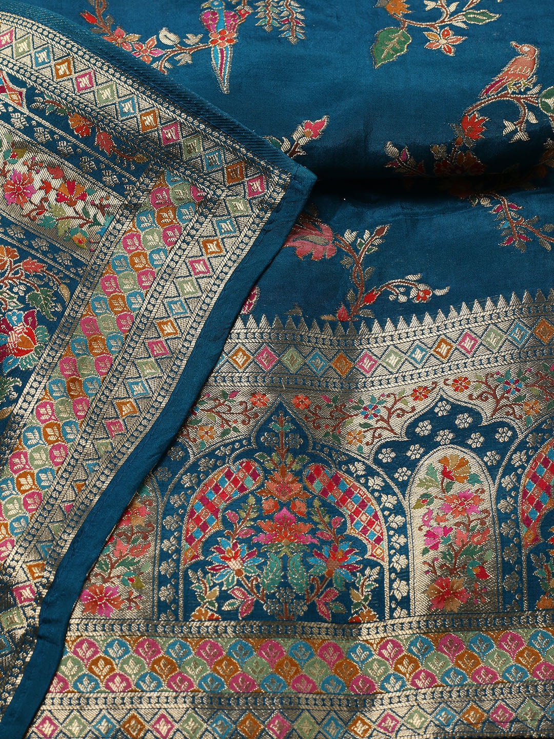 Woven Design Dola Silk Unstitched Suit With Pant &amp; Dupatta