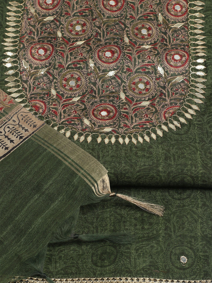 Embroidered Tussar Unstitched Suit With Dupatta