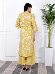 Printed Cotton Blend Kurta With Pants & Dupatta