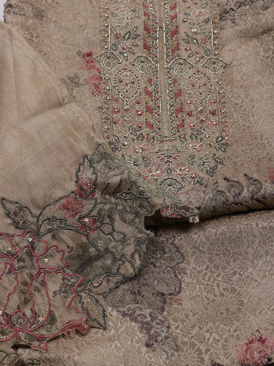 Banarasi Tissue Unstitched Suit With Dupatta