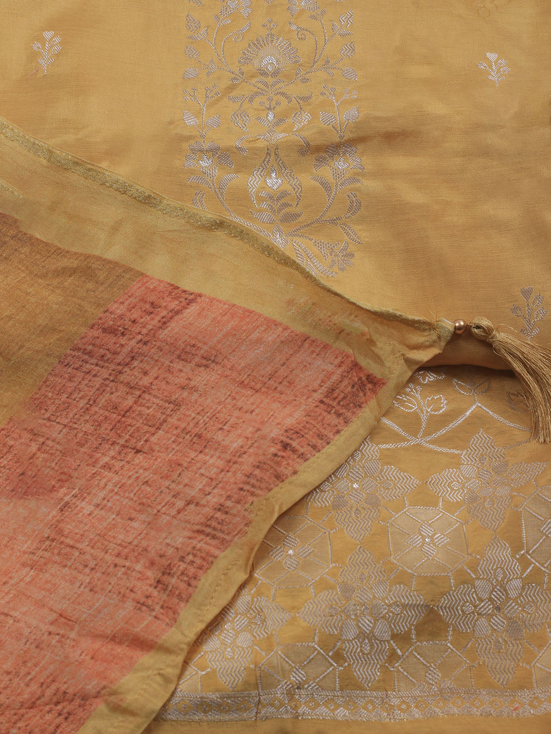 Zardozi Art Silk Unstitched Suit Piece With Dupatta