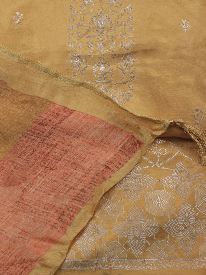 Zardozi Art Silk Unstitched Suit Piece With Dupatta