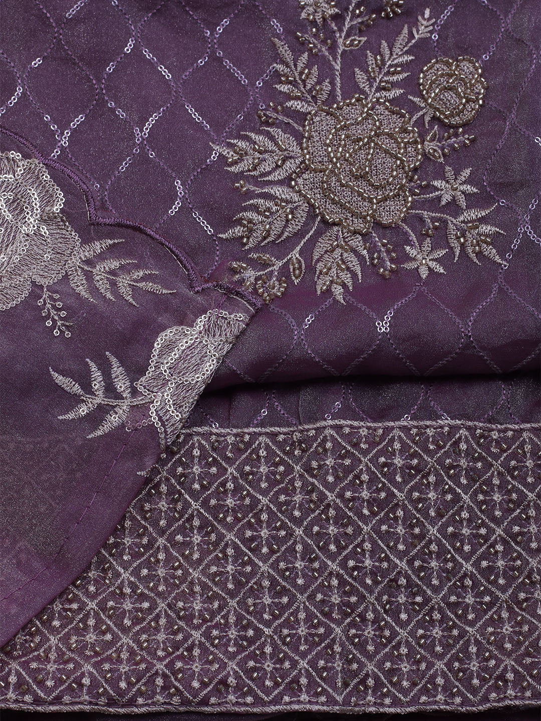 Embroidered Tissue Unstitched Suit With Dupatta
