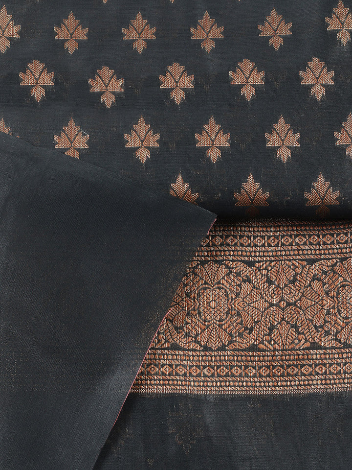 Banarasi Chanderi Unstitched Suit With Pant &amp; Dupatta